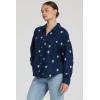 image:imageDEAR JOHN Adrianna Satin Stripe Shirt Womens Oversized Button Down Long Sleeve Relaxed Fit BlouseNavy Rama Emb