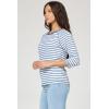 image:imageDEAR JOHN Sonoma Tee Womens Relaxed Fit Cotton Slub Crew Neck 34 Sleeve TopRiviera Stripe