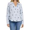 image:imageDEAR JOHN Adrianna Satin Stripe Shirt Womens Oversized Button Down Long Sleeve Relaxed Fit BlouseBlue Rama Emb
