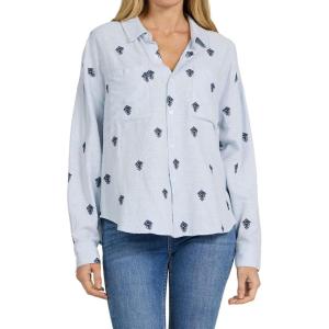 image:imageDEAR JOHN Adrianna Satin Stripe Shirt Womens Oversized Button Down Long Sleeve Relaxed Fit BlouseBlue Rama Emb