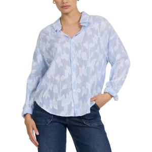 image:imageDEAR JOHN Adrianna Satin Stripe Shirt Womens Oversized Button Down Long Sleeve Relaxed Fit BlouseFloral Burnout