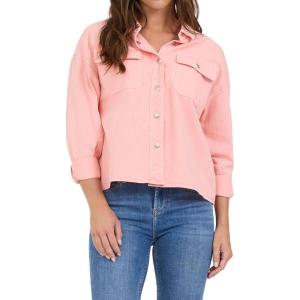 image:imageDEAR JOHN Adrianna Satin Stripe Shirt Womens Oversized Button Down Long Sleeve Relaxed Fit BlousePeaches N Cream