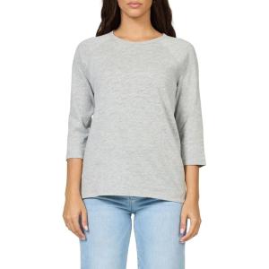 image:imageDEAR JOHN Sonoma Tee Womens Relaxed Fit Cotton Slub Crew Neck 34 Sleeve TopHeather Grey