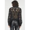 image:imageDEAR JOHN Suzette Lace Shirt Womens Scalloped Button Down Cropped Long Sleeve Relaxed Fit Blouse