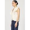 image:imageDEAR JOHN Fatima Shirt Sleeveless ButtonUp Classic Fit Embroidered BlouseWhitecap Gray