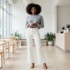 image:imageDEAR JOHN Fiona Wide Leg Womens Jeans High Rise Highwaisted Denim Classic Fit Full Inseam Raw Cut HemWheat