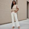 image:imageDEAR JOHN Fiona Wide Leg Womens Jeans High Rise Highwaisted Denim Classic Fit Full Inseam Raw Cut HemWheat
