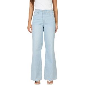 image:imageDEAR JOHN Fiona Wide Leg Womens Jeans High Rise Highwaisted Denim Classic Fit Full Inseam Raw Cut HemRailroad Stripes