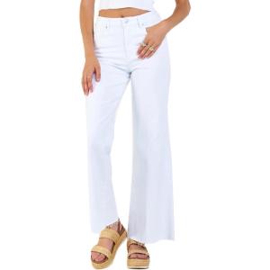 image:imageDEAR JOHN Fiona Wide Leg Womens Jeans High Rise Highwaisted Denim Classic Fit Full Inseam Raw Cut HemWhite