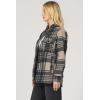 image:imageDEAR JOHN Deanna Jacket Womens Button Front Long Sleeve Plaid Overshirt Shacket CoatOff White Black Plaid