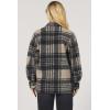 image:imageDEAR JOHN Deanna Jacket Womens Button Front Long Sleeve Plaid Overshirt Shacket CoatOff White Black Plaid