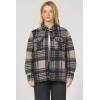 image:imageDEAR JOHN Deanna Jacket Womens Button Front Long Sleeve Plaid Overshirt Shacket CoatOff White Black Plaid