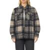 image:imageDEAR JOHN Deanna Jacket Womens Button Front Long Sleeve Plaid Overshirt Shacket CoatOff White Black Plaid
