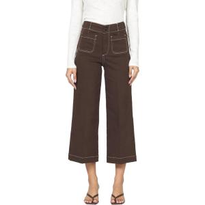 image:imageDEAR JOHN Audrey Wide Leg Jeans Womens High Rise Cropped Color Denim Comfort Stretch Clean HemChocolate Torte