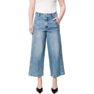 image:imageDEAR JOHN Audrey Wide Leg Jeans Womens High Rise Cropped Color Denim Comfort Stretch Clean HemSurfwind