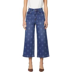 image:imageDEAR JOHN Audrey Wide Leg Jeans Womens High Rise Cropped Color Denim Comfort Stretch Clean HemTulip Crest