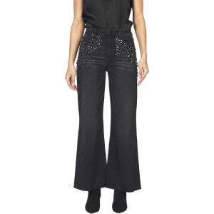image:imageDEAR JOHN Fiona Wide Leg Womens Jeans High Rise Highwaisted Denim Classic Fit Full Inseam Clean HemBlack Sparkle