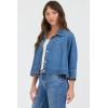 image:imageDEAR JOHN Cristo Oversized Cropped Denim Shirt Jacket for WomenMid Blue