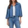 image:imageDEAR JOHN Cristo Oversized Cropped Denim Shirt Jacket for WomenMid Blue