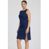 image:imageDEAR JOHN Strada Dress Womens Classic Fit Cotton Slub Crew Neck Sleeveless Midi DressBlack Iris