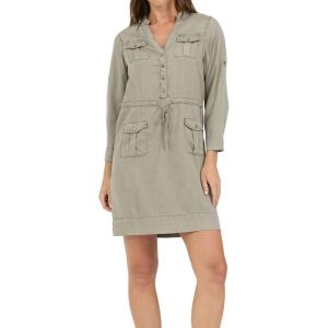 image:imageDEAR JOHN Letty Relaxed Long Sleeve ButtonFront Midi Dress for WomenVetiver
