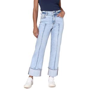 image:imageDEAR JOHN Holly Straight Leg Jeans for Women HighRise Cuffed Hem Full Length DenimLake Shore
