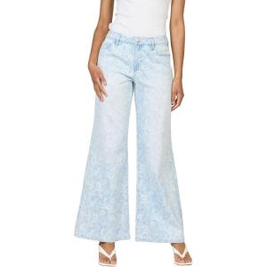 image:imageDEAR JOHN Micah Womens Wide Leg Jeans Mid Rise Comfortable Stretch Raw HemFlora Blue