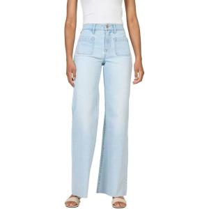 image:imageDEAR JOHN Micah Womens Wide Leg Jeans Mid Rise Comfortable Stretch Raw HemMisty Cloud