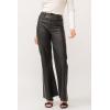 image:imageDEAR JOHN Fiona Womens Pants Wide Leg High Rise Full Length Inseam Clean Finished HemSmoked Charcoal Vegan Leather