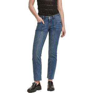 image:imageDEAR JOHN Playback Straight Leg Jeans Womens Low Rise Full Inseam Raw Hem Front Seam Detail DenimPhantom