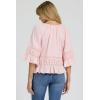 image:imageDEAR JOHN Sybil Top Womens Cotton Split Neck Three Quarter Sleeve with Lace DetailPale Lilac