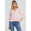 image:imageDEAR JOHN Sybil Top Womens Cotton Split Neck Three Quarter Sleeve with Lace DetailPale Lilac