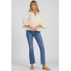 image:imageDEAR JOHN Sybil Top Womens Cotton Split Neck Three Quarter Sleeve with Lace DetailPale Yellow