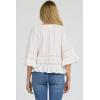 image:imageDEAR JOHN Sybil Top Womens Cotton Split Neck Three Quarter Sleeve with Lace DetailWhite