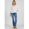 image:imageDEAR JOHN Sybil Top Womens Cotton Split Neck Three Quarter Sleeve with Lace DetailWhite