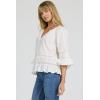 image:imageDEAR JOHN Sybil Top Womens Cotton Split Neck Three Quarter Sleeve with Lace DetailWhite