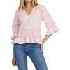 image:imageDEAR JOHN Sybil Top Womens Cotton Split Neck Three Quarter Sleeve with Lace DetailPale Lilac