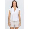 image:imageDEAR JOHN Alba Womens Top Crew Neck Short Sleeve Oversized Fit Braided Detail  White  Size Large