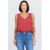 image:imageDEAR JOHN Alexi Womens Top V Neck Sleeveless Relaxed Fit Bubble HemSalsa
