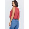 image:imageDEAR JOHN Alexi Womens Top V Neck Sleeveless Relaxed Fit Bubble HemSalsa