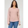 image:imageDEAR JOHN Ania Top Womens Slim Fit Thermal Crew Neck Long Sleeve Waffle Knit TopPink Clay
