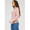 image:imageDEAR JOHN Ania Top Womens Slim Fit Thermal Crew Neck Long Sleeve Waffle Knit TopPink Clay