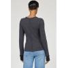 image:imageDEAR JOHN Ania Top Womens Slim Fit Thermal Crew Neck Long Sleeve Waffle Knit TopWashed Black