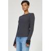 image:imageDEAR JOHN Ania Top Womens Slim Fit Thermal Crew Neck Long Sleeve Waffle Knit TopWashed Black