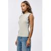 image:imageDEAR JOHN Bridget Sleeveless Ruffle Top Womens Knit Crew NeckHeather Grey