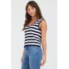 image:imageDEAR JOHN Celia VNeck Sleeveless Knit Top for WomenBlack Iris Stripe