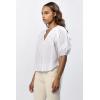 image:imageDEAR JOHN Costa Top Womens Woven V Neck Raglan Three Quarter Sleeve with Floral PrintWhite