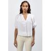 image:imageDEAR JOHN Costa Top Womens Woven V Neck Raglan Three Quarter Sleeve with Floral PrintWhite