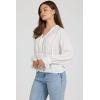 image:imageDEAR JOHN Darlene Top Womens Woven V Neck Long Sleeve with Embroidered DetailOffwhite