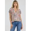 image:imageDEAR JOHN Julia Womens Classic Fit Top V Neck Short Sleeve ShirtTropical Ikat